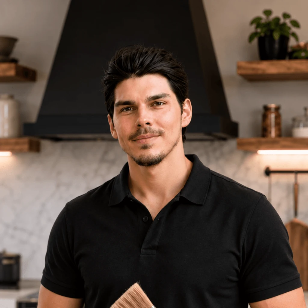 Mario, co-founder of Surface Artists, in a kitchen
